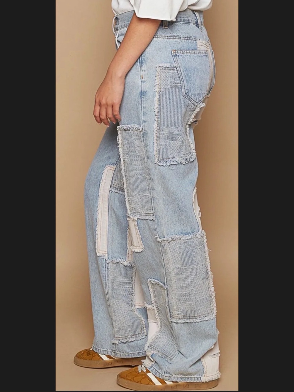 POL Light Blue Patchwork Straight Leg Jeans - Picture 2 of 3